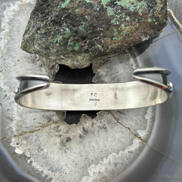 Reed Charley Native Americn Sterling Silver Turquoise Row Bracelet For Women - Picture 7 of 10